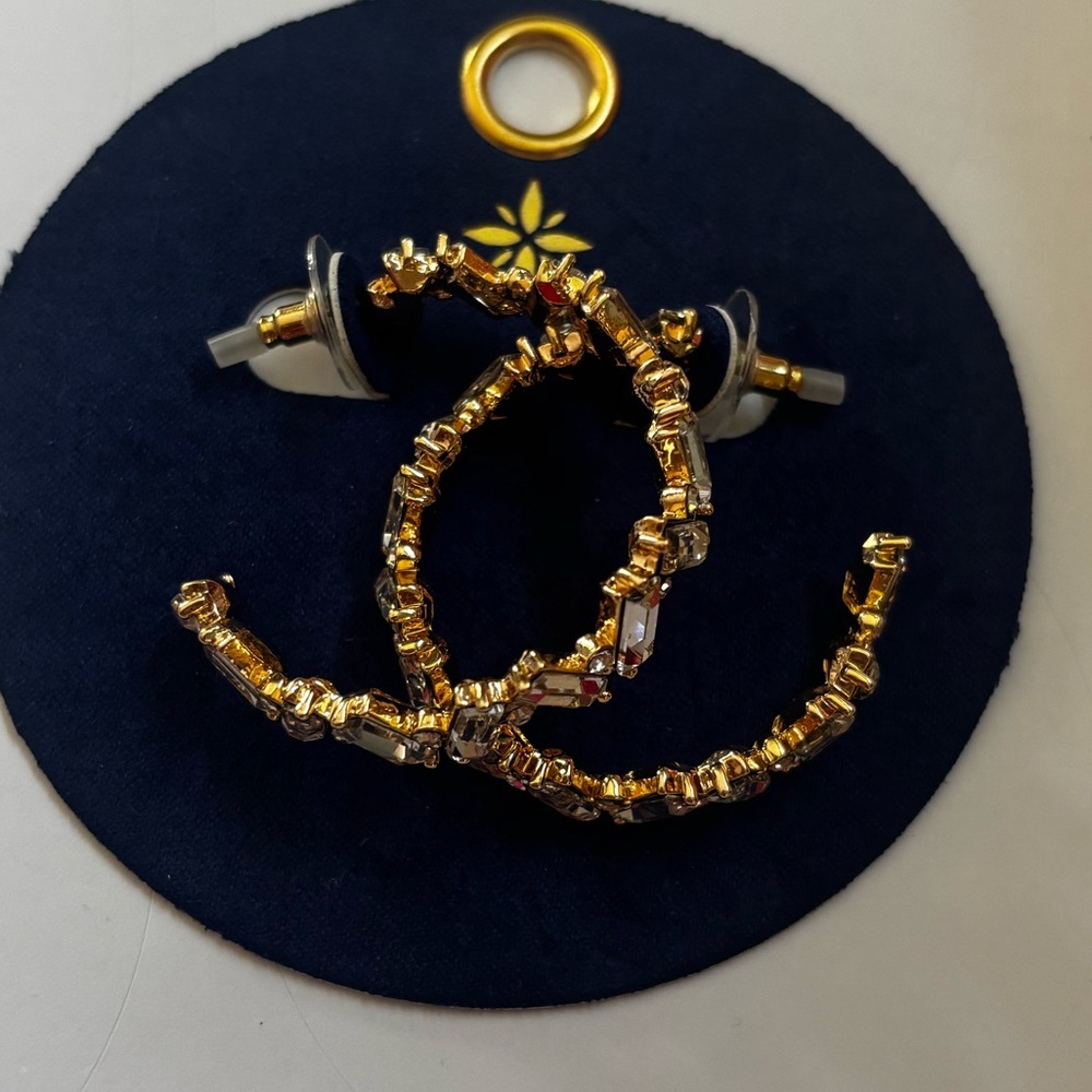 Faux Gold and Faux Crystal Crescent Filigree Earrings Target Wedding NWT OS